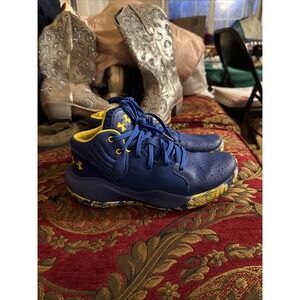 Under Armour Youth Jet 21 3024794-400 Blue/Yellow Basketball Shoes Sneakers5.5 Y